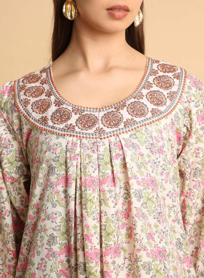 HANA & SARA Arabic Long Traditional Printed Jalabiya Dress For Womens - Image 3